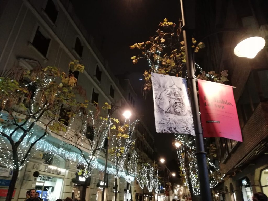 Colocación de las luces de navidad.